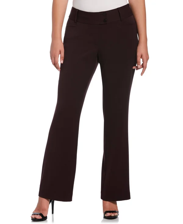 Rafaella Women's Petite Gabardine Bootcut Pants - Curvy Fit, Plus Size in Coffee Melange, Size 6P, Polyester/Rayon/Spandex