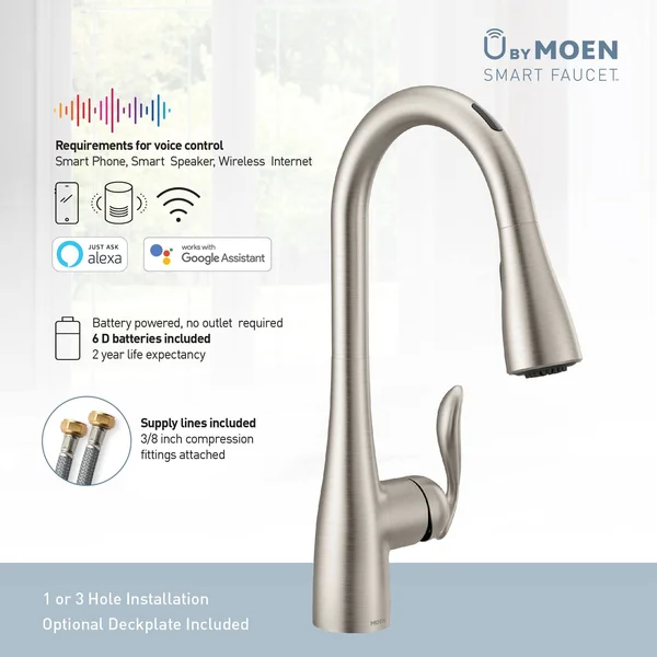 Moen Arbor Voice Activated One-Handle Pulldown Kitchen Faucet - Oil-Rubbed Bronze - 7594EVORB