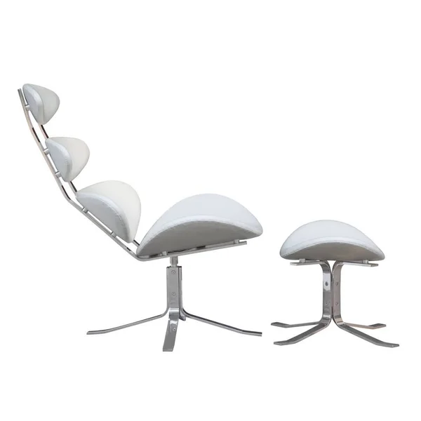 Fine Mod Imports Crono Chair and Ottoman - White