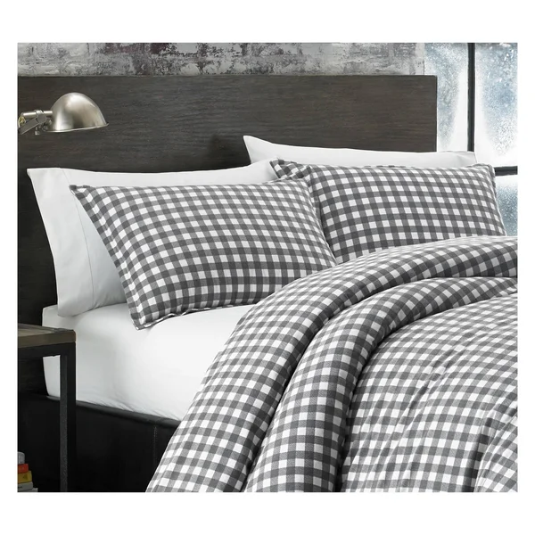 Eddie Bauer Preston Flannel Duvet Cover Set, Grey, King