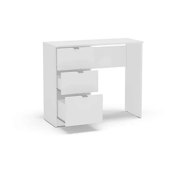 Porch & den Spindler White 3-Drawer Writing Desk - Matte