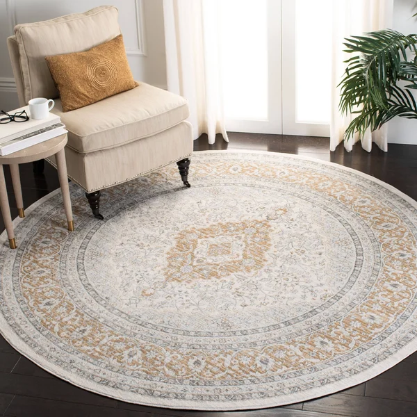 Safavieh Isabella Collection ISA919B Area Rug, 6& 7x22 Round, Cream/Beige