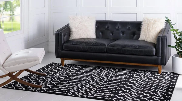 Rugs.com Geometric Kasbah Trellis Collection Rug 10& x 13& Black Low Pile Rug