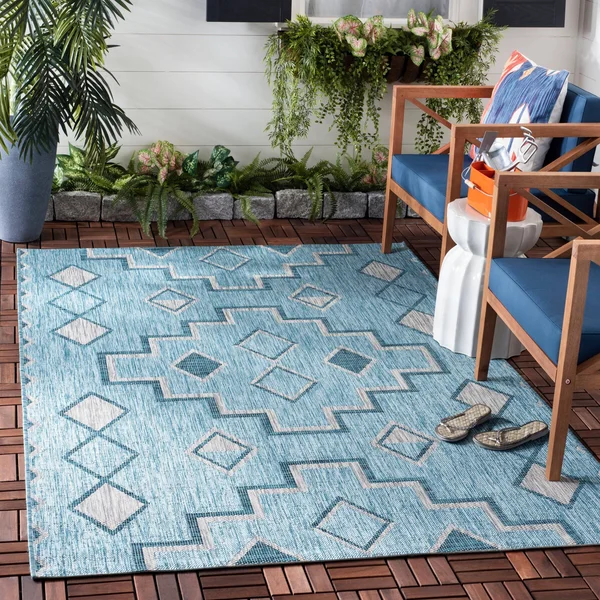 Safavieh 9& x 12& Courtyard CY8533-37212 Grey - Teal Rug