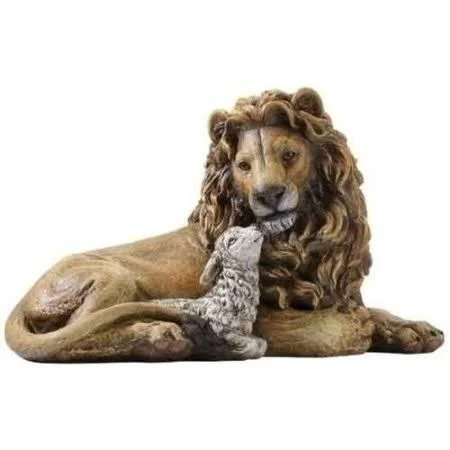 Joseph Studio Lion and Lamb Laying Together Religious Christmas Figurine