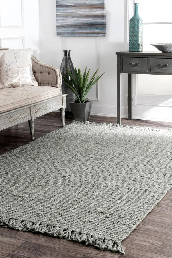 nuLOOM Hand Woven Chunky Loop Jute Rug Grey