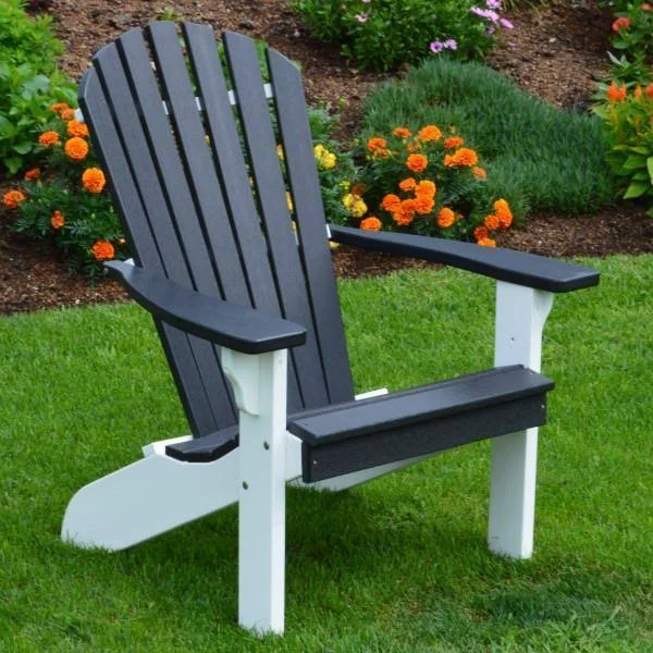 Poly Fanback Adirondack Chair with White Frame, Size: 5.5, Red