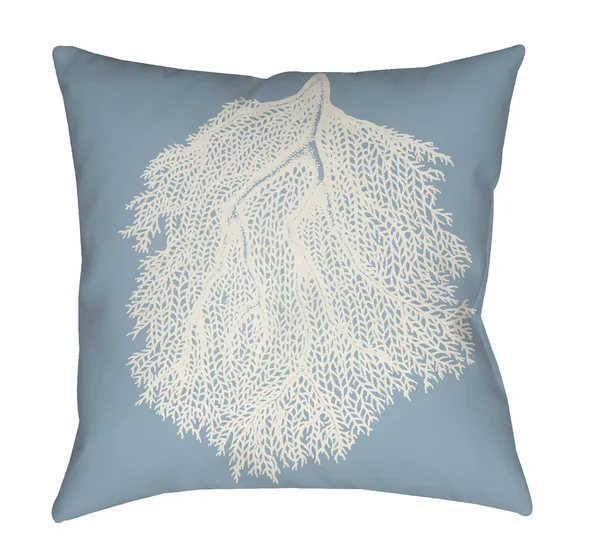 20x22 Blue and White Coral Printed Square Throw Pillow Cover
