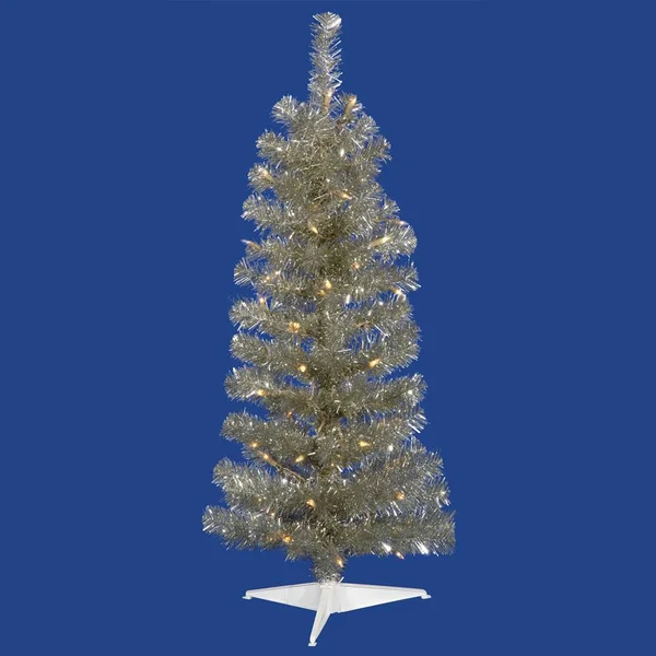 Vickerman 2& Champagne Pencil Artificial Christmas Tree 35 Warm White LED Lights