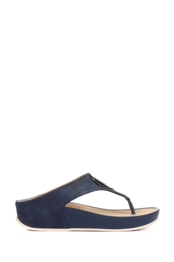 Womens Bellissimo Navy Ladies Metallic Toe Post Sandals - Blue