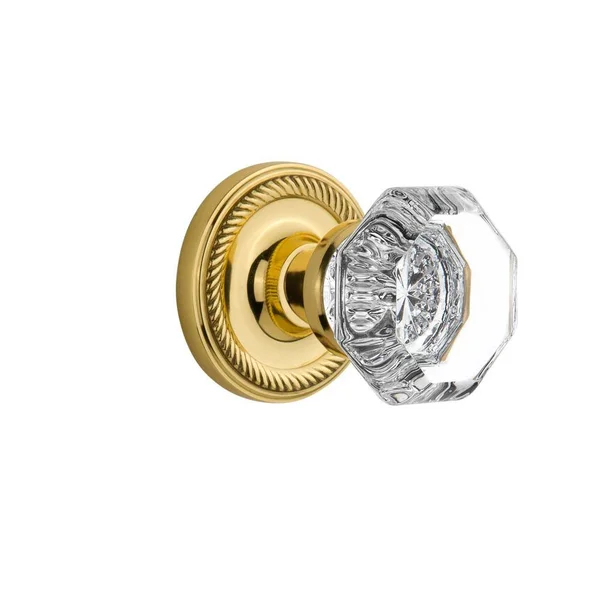 Nostalgic Warehouse 709723 Rope Rosette Passage Waldorf Door Knob, Polished Brass