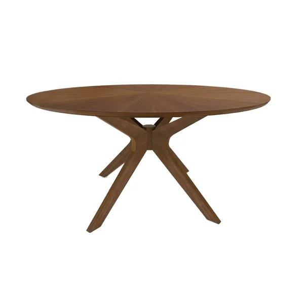 Contemporary 59 inch Round Wooden Dining Table with Spider Legs - Brown