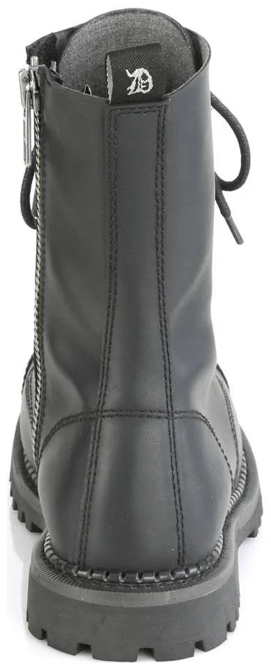 Demonia Men's Riot 10 Steel Toe Ankle Boot - Black Vegan Leather