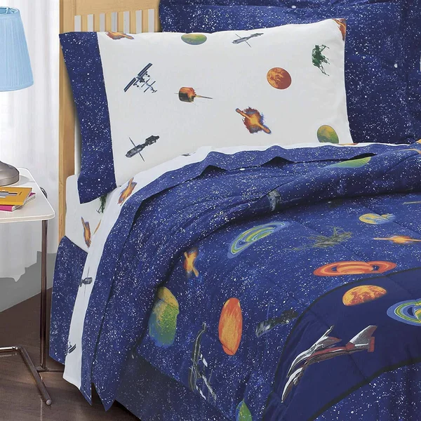 Dream Factory Outer Space Mini Bed-in-a-Bag Blue Twin