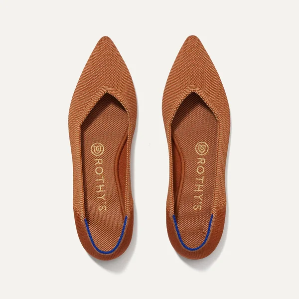 Rothy&s Brown Pointed-Toe Flats, FAWN, Size 13