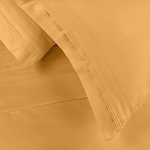 Impressions Arlington Egyptian Cotton Solid Sheet Set - Split King, Maple Sugar