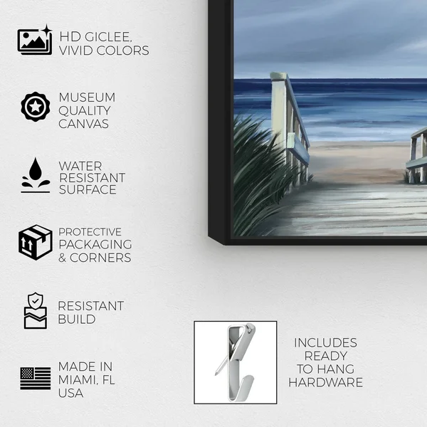 Oliver Gal 'Clouds on Vacation' Nautical and Coastal Wall Art Framed Canvas Print Coastal - White - Brown - 20 x 30 - Black