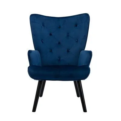 Accent Chair Living Room/Bed Room - Modern Leisure Chair Mercer41 Fabric: Blue Velvet, 37.8" x 27.17" x 27.56"