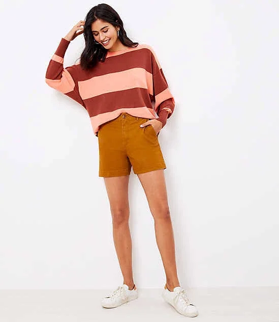 Loft Washed Twill Shorts Size 18 Bronze Brown Women's