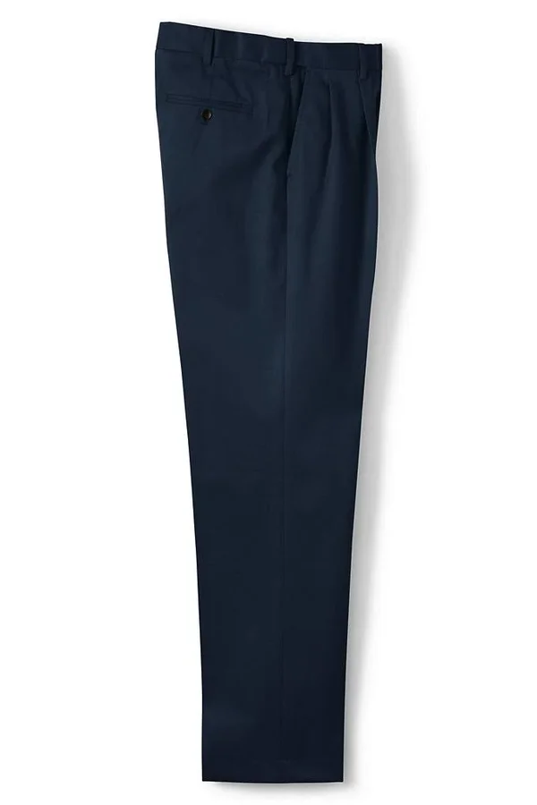 Men's Comfort Waist Pleated No Iron Twill Dress Pants - Lands& End - Blue - 37