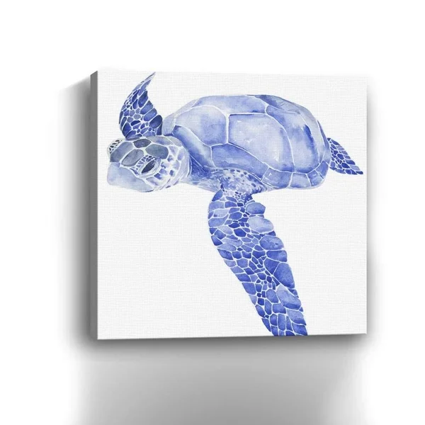 Ultramarine Sea Turtle I Canvas Giclee Blue 3&4x22 x 3&4x22 - Polyester