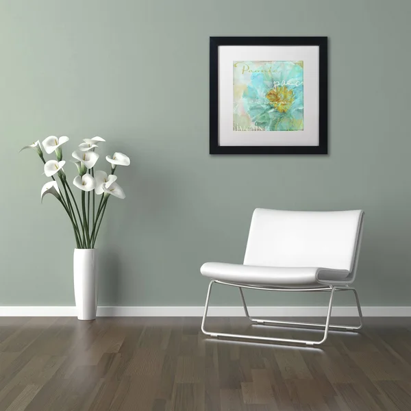 Trademark Fine Art &Blue Peony Light& by Color Bakery Framed Graphic Art - Mat Color: White - Size: 16x22 H x 16x22 W x 0.5x22 D