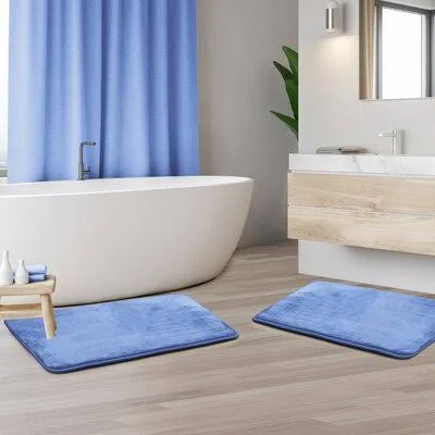 Steph Bath Rug Latitude Run Size: Small/Large - Color: Calm Blue
