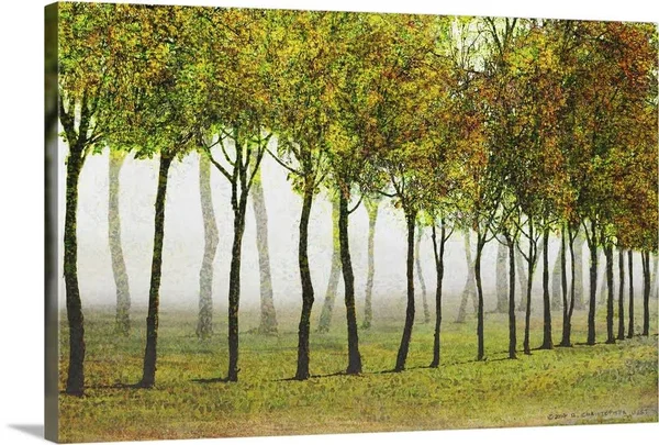 Row Of Trees Green - Large Solid-Faced Canvas Wall Art Print, Great Big Canvas