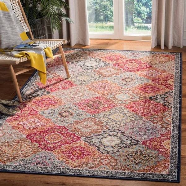Safavieh Red/Aqua Montage Lyra Rug - 8x10 ft
