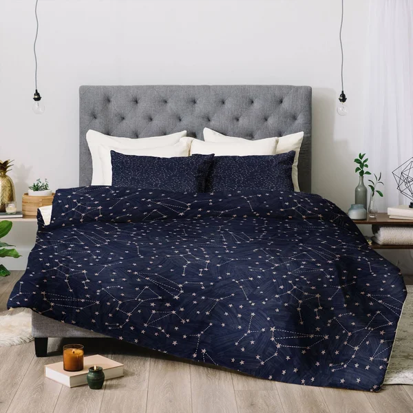 King Dash and Ash Starry Night Comforter Set Navy - Deny Designs