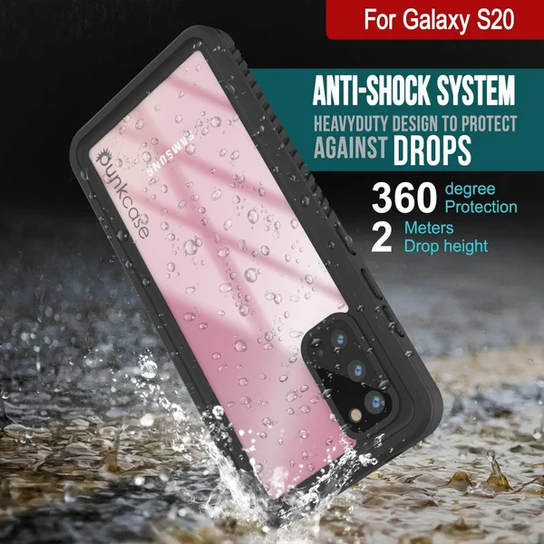 Punkcase Galaxy S20 Water/Shockproof [Extreme Series] with Screen Protector Case [Black] - Black