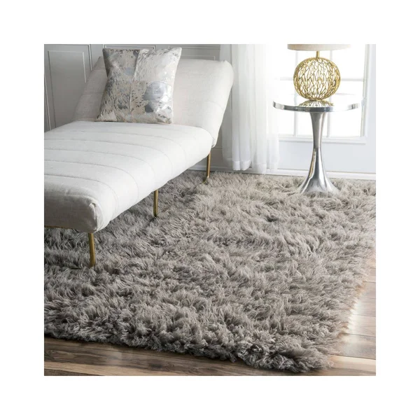 nuLOOM Genuine Greek Flokati Hand Woven Natural Gray 8& x 10& Area Rug