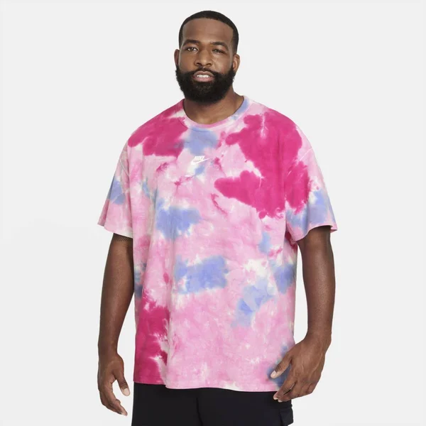 Nike Men's Sportswear Pink Tie-Dye T-Shirt - Size: Medium, Cotton