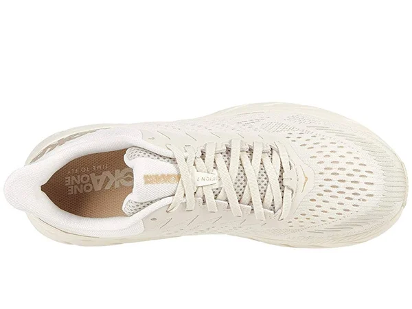 Hoka Women's Clifton 7 Road Running Shoes in Almond Milk/Bronze, Size 5 W