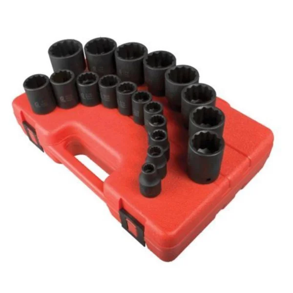 Sunex 2819 19 Piece 1/2 Drive 12 Point SAE Impact Socket Set