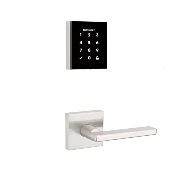 Kwikset 953OBN-HFLSQT-11P Satin Nickel Obsidian SmartCode Electronic Handleset - US15
