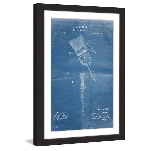 Paint Brush 1873 Blueprint Framed Painting Print, Multi-Color
