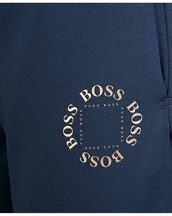 Hugo Boss - Regular Fit Jogging Pants with Layered Metallic Logo - Dark Blue
