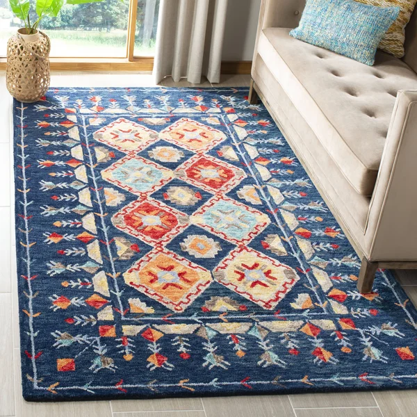 Safavieh Aspen Navy/Orange 7 ft. x 7 ft. Square Area Rug