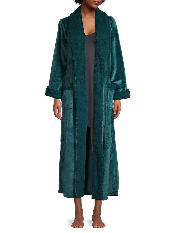 Natori Plush Long Robe, Ecru, Women's, Medium