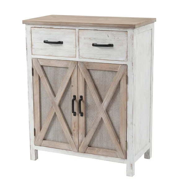 LuxenHome Rustic Wood Barn Door Storage Cabinet