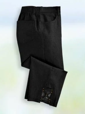 Blair Women's Back-Elastic Slim-Leg Capris - Black Denim 10 Misses