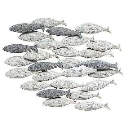Gray School of Fish Wall Plaque : Metal