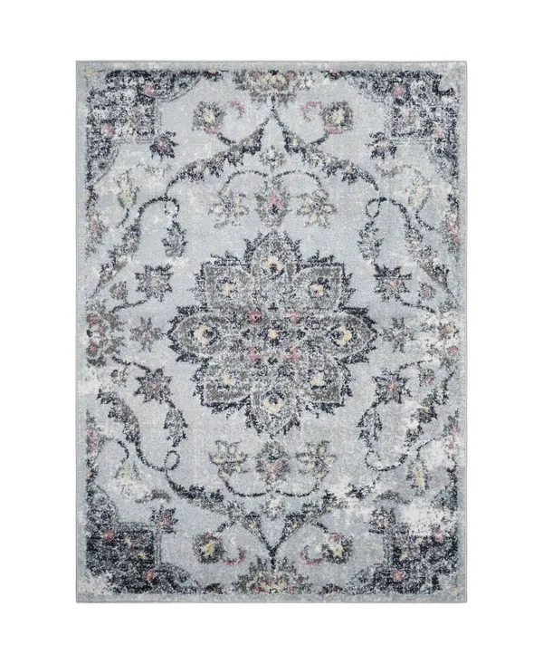 Home Dynamix Nova Astoria Medallion Area Rug, Gray, 5&2 inch Round