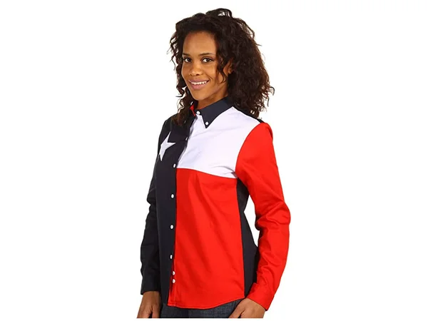 Roper Women's Navy Texas Flag Western Shirt