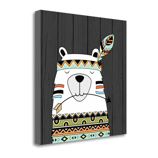 Tangletown Fine Art 'Tribal Bear' Graphic Art Print on Wrapped Canvas - Gray