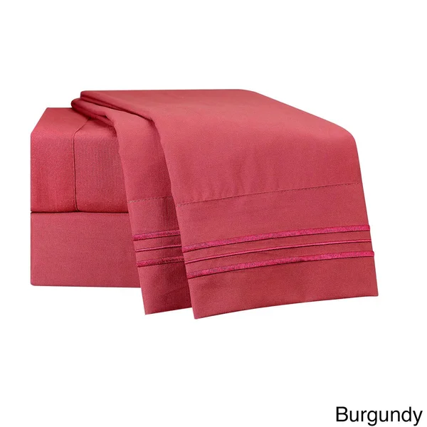 Clara Clark Premier 1800 Series Deep Pocket Bed Sheet Set, Size: Twin-XL, Purple