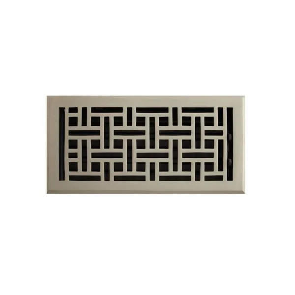 Signature Hardware 925680-6-12 Wicker Style Brass Wall Register - 6x22 x 12x22 (6-3/4x22 x 13-5/8x22 Overall) Brushed Nickel Ven